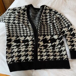 Aqua Black and White Knit Cardigan